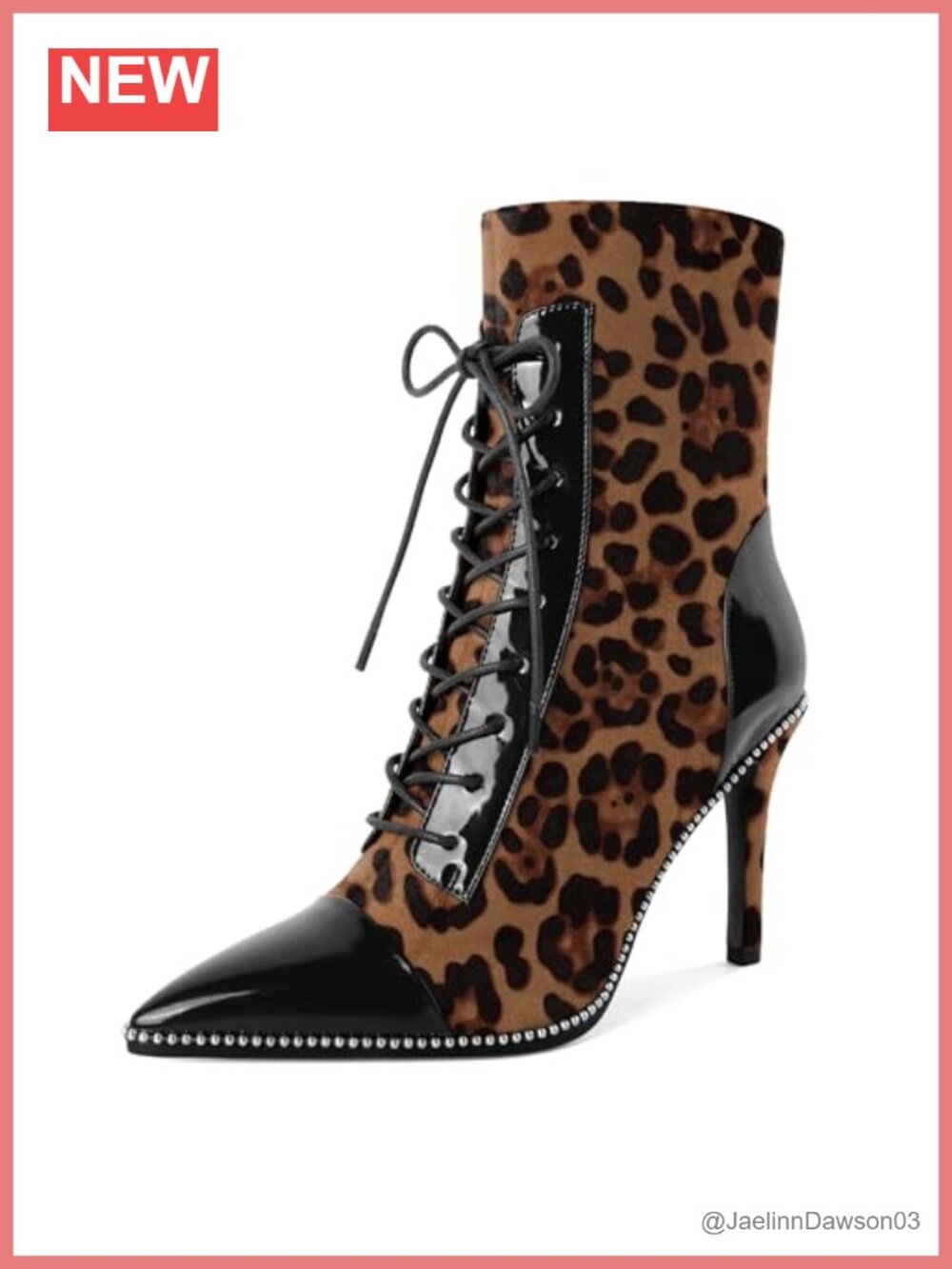SAMMITOP Women's Lace Up Ankle Boots High Stiletto Heel Pointy Toe Fashion